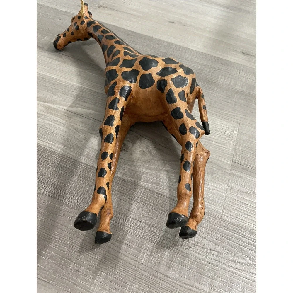 Vintage Leather Wrapped Giraffe Large Statue‎ Decor Figure 17